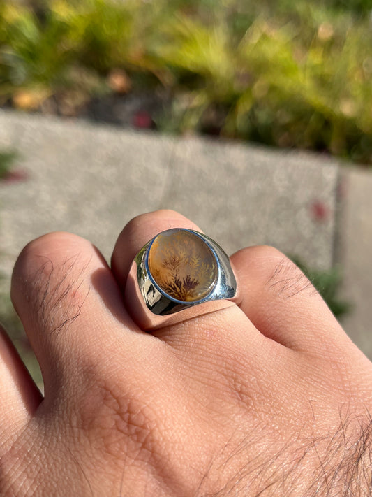 Natural transparent shijri Aqeeq ring